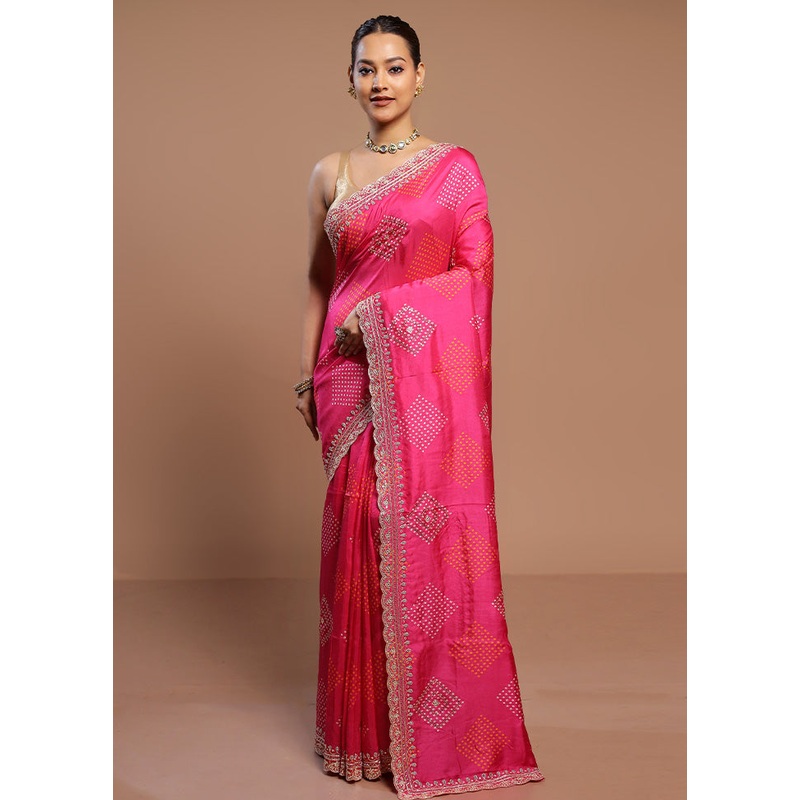 Pink Handloom Chiffon Pure Silk Saree With Blouse Piece - JD986578504