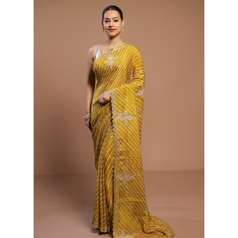 Yellow Handloom Chiffon Pure Silk Saree With Blouse Piece - JD986578483
