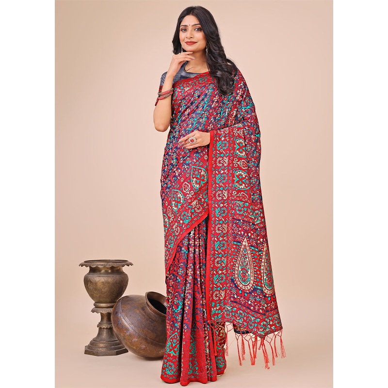 Pink Cotton Saree With Blouse Piece - JD986578259
